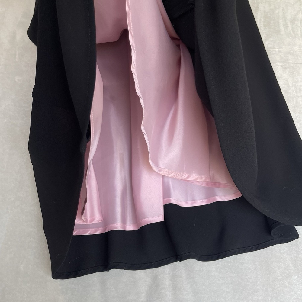 Brannan Studio Dress Womens 6 Black Pink Floral Embroidery 90's Y2K Vintage Prom - Picture 7 of 8